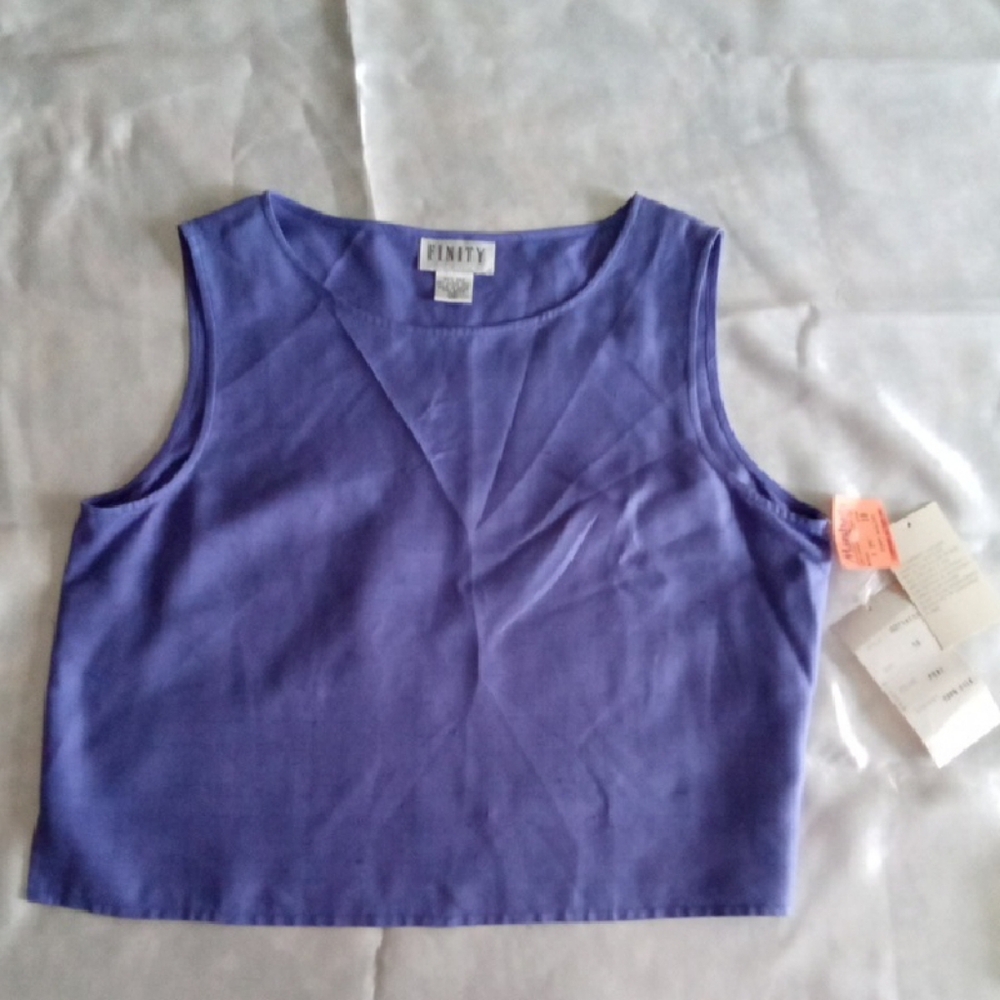 Finity Blue Sleeveless Crop Tank Top